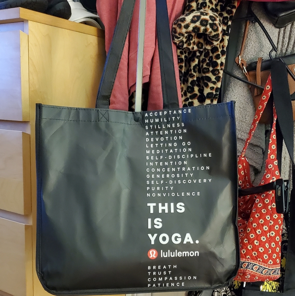 Lululemon Large Shopping Tote Bag Black Red Set